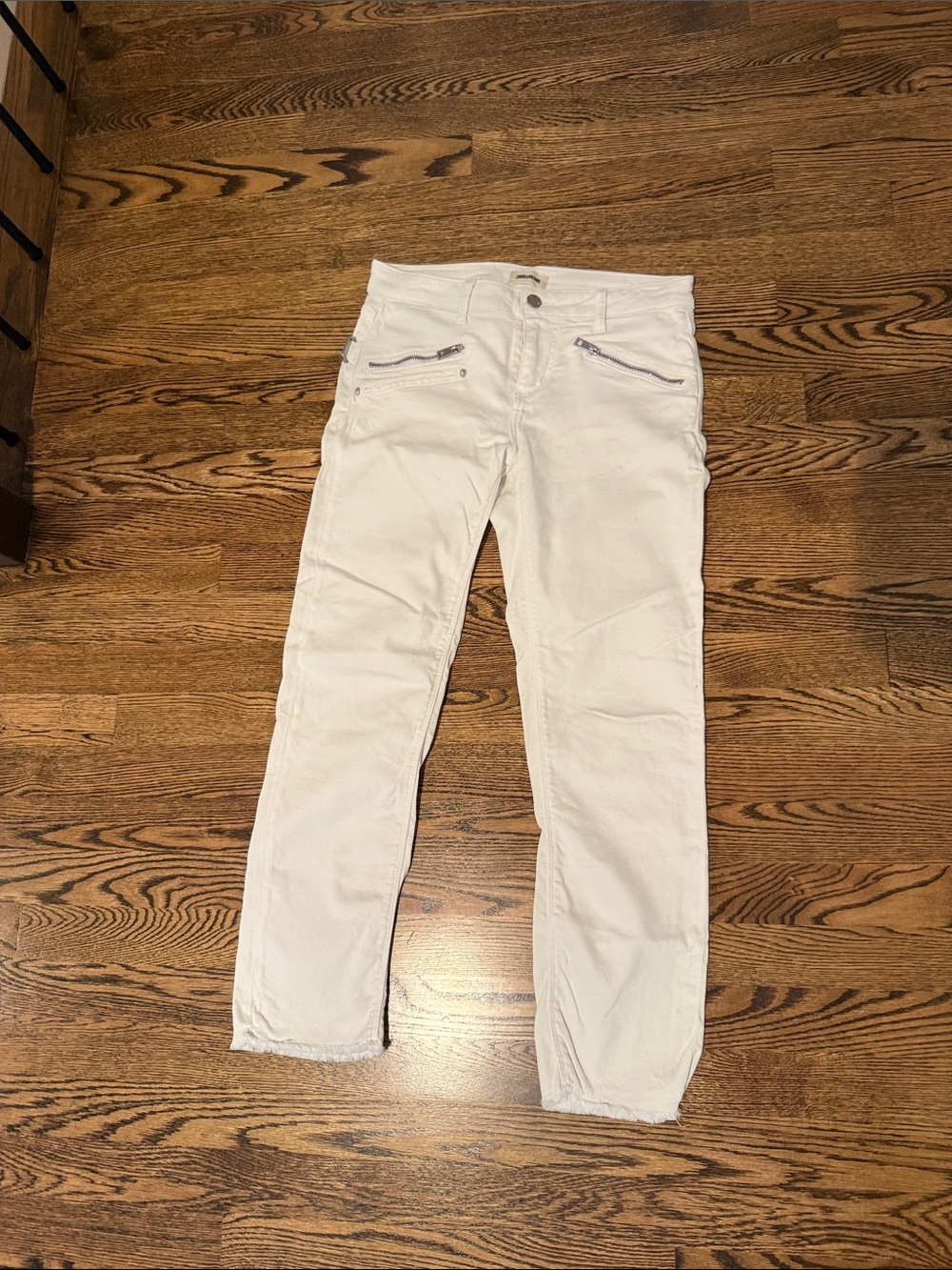 Zadig & Voltaire White Straight-Leg Women's Jeans with Zip Details